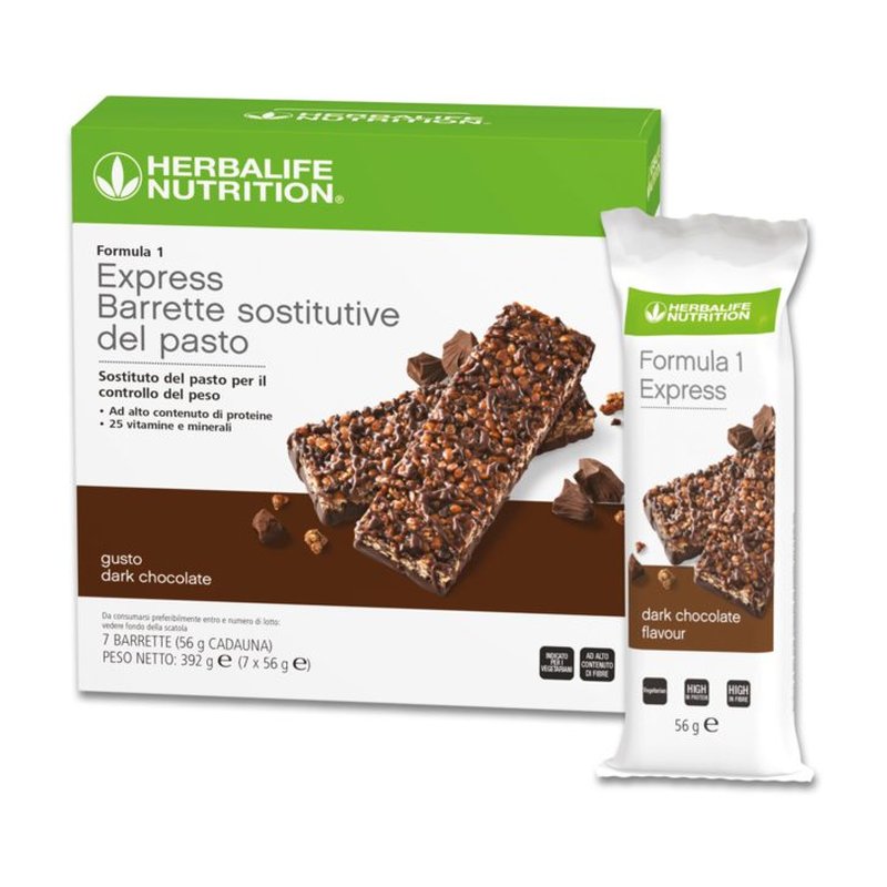 Herbalife Formula 1 Express Barrette Sostitutive del Pasto Dark Chocolate